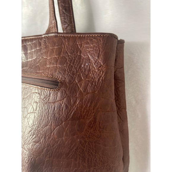 Vtg Pierre Cardin Brown Textured Leather Shoulder Bag Gold Logo Hardware 1970's - Picture 6 of 14